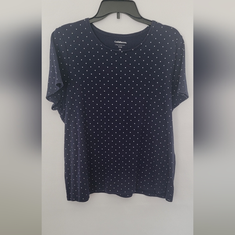 Croft & Barrow Short Sleeve Polka Dot Tee 1X